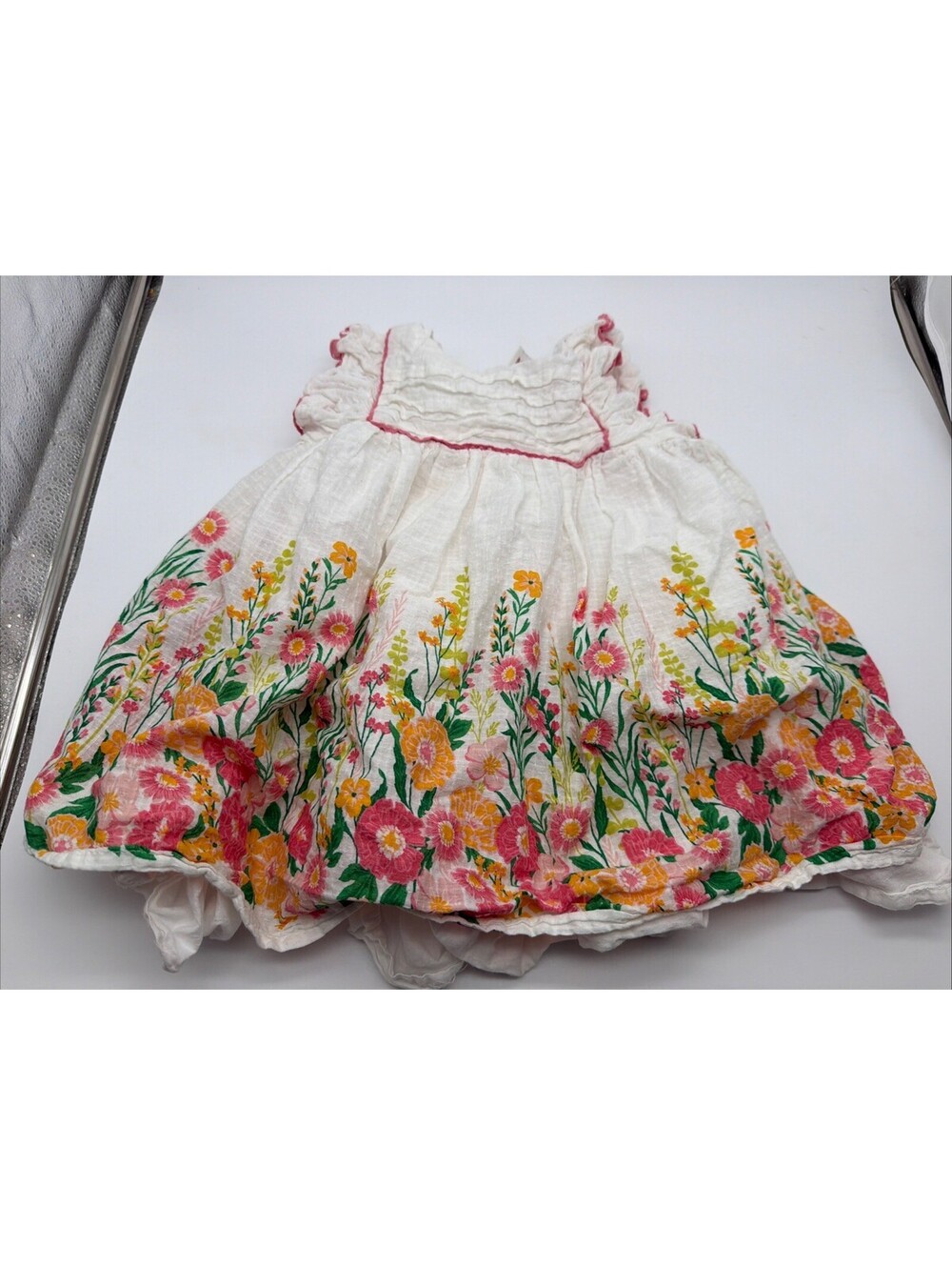 Haute Hippie Kids Style Girls 2T Floral Flutter Sleeve Cotton Dress White Pink